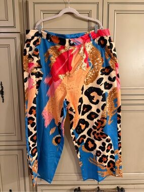 NWT Colorful Animal Leopard-Print Women’s Plus Size Casual Capris Pants 4XL